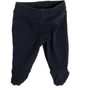 monica + andy Organic Cotton Footed Baby Pant - Navy, Newborn Size